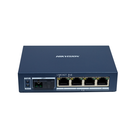 Convertisseur de média - fibre 20km vers 4 RJ45 PoE